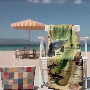 1 piece Ecology of Fish Species in the Amazon River themed beach towel - Extra Large Beach Towel, Soft Polyester Fiber, suitable for Home, Travel, Gift, Modern Pattern Style, Machine Washable, Great Companion for Summer Travel
