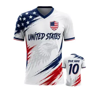 Personalized United States 2026 Soccer Jersey for Men, Custom Name Number Football Jersey, White Red Blue USA Flag Eagle Game Day Shirt, Great Gift for Players and Fans, Soccer Lover Outfit Idea, Fan Sportswear Jersey