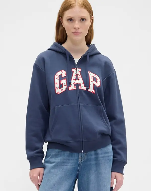 Relaxed Gap Logo Zip Hoodie_Navy Cherries - TikTok Shop