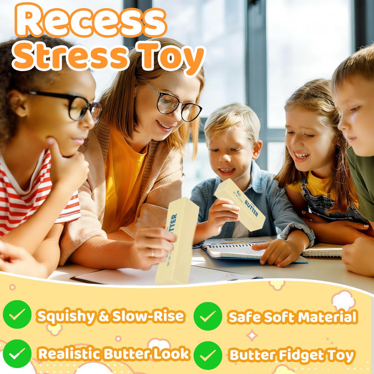 Super Soft Butter Toast Bread Squishy Toy, Stress Fidget Stick for Teens & Adults, Adorably Realistic Design, Funny Gag Gift for ADHD，Party Favor Gift,Fools' Day gift