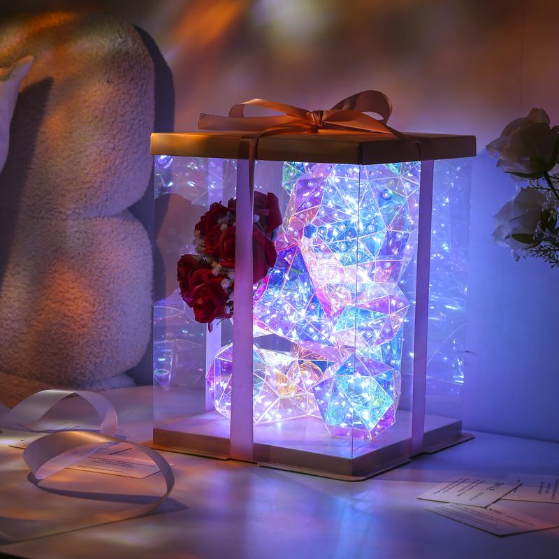 Umeuc Artificial Rose Bear Valentine's Day Gift for Wife Mom Birthday Present Women Glass Dome Rose  Christmas Mother's Day Anniversary Wedding Gift