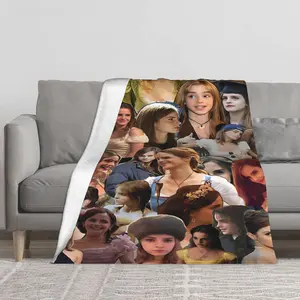 This Emma Watson design flannel blanket, exclusive gift for home, office, camping trip, personalized pattern design, modern style, soft texture