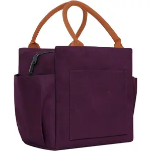 Lunch Bag Women Insulated Lunch Box  Leakproof Large Spacious Cooler Tote for Women Men Adult with Bottle Holder and Side Pockets for Work Office Travel Picnic - Dark Purple
