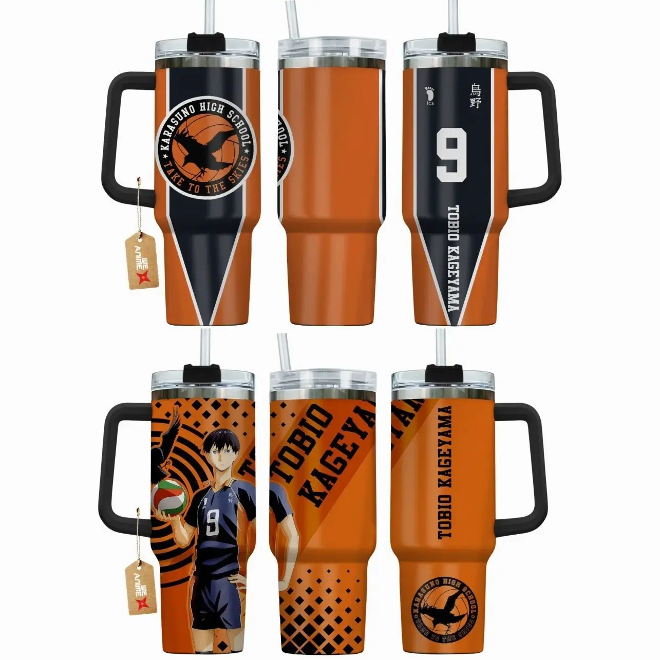 Tobio Kageyama Haikyuu!! Anime Manga 40oz Tumbler Stainless Steel with Straw, Lid and Handle - Double Wall Insulated Flasks – Perfect Gift for Fans