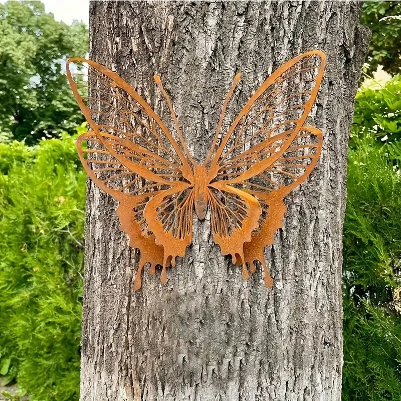 Rustic 8-Winged Metal Butterfly Sculpture, Country Garden Art, Ideal for Courtyard and Outdoor Decor, Elegant Outdoor Decoration Piece, Garden Sculptures