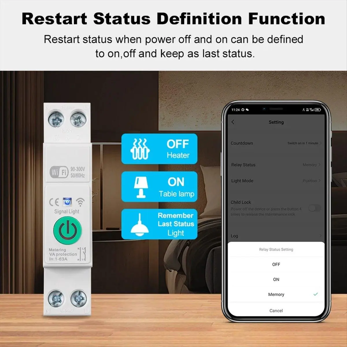 Tuya WiFi Smart Circuit Breaker 1P+N (N Pole Pass-Through), 1-63A Din Rail Mount Switch with 90-300V, 50/60Hz, Power Stats, Logs, Family Share, App Remote Control, High Power Protection, Maintenance Lock for Alexa Household & Commercial Appliances, Home A