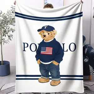 Bear printed pattern blanket, suitable for all seasons, suitable for beds, sofas, cars, room decorations, and gifts, suitable for children or adults, Cozy Blanket Throw