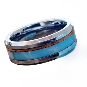 Men's Ring (1 Piece) - Fashion Business-Style Stainless Steel Ring, Artificial Turquoise Inlay, Men's Jewelry, Perfect Birthday Party Gift