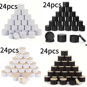 24-Pack 8oz/4oz Metal Candle Tins with Wood Grain Lids