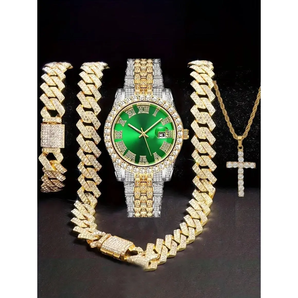 Green Gold (Watch+Bracelet+Necklace+Cros