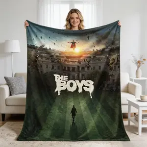 The Boys Homelander & Billy Butcher Flannel Blanket, Super Soft Cozy Throw, Adult Flannel Blanket, Kids Flannel Blanket, Plush Sofa Bed Travel Fan Gift