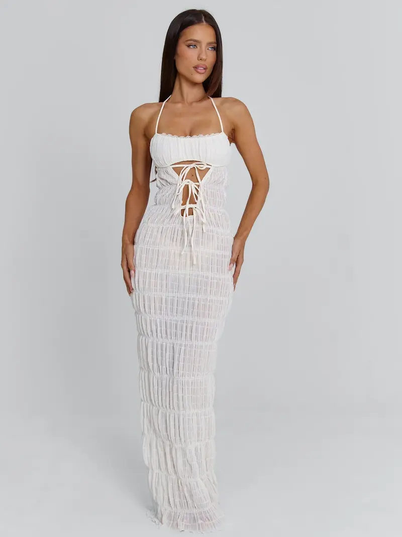 fitted lace wedding dress FREYA MAXI DRESS (FINAL SALE) – BTB Los Angeles main image 1