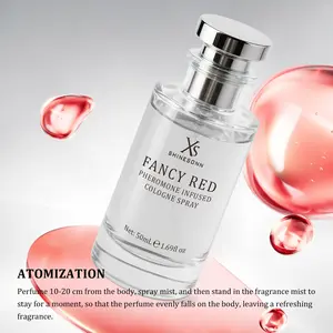 SHINESONN Fancy Red Men's Perfume. Top notes are magnolia, lemon and orange; middle notes are bergamot, lavender and rosemary; base notes are jasmine, sandalwood and mint. 50mL (1.69 fl. oz). A charming woody citrus fragrance, ideal for men. Perfect gift