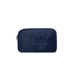 Stoney Clover Lane "stuff" Embroidered Small Pouch in Sapphire