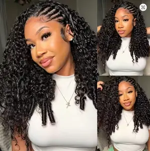 Burmese Curly Half Glueless 180 Density Wigs Clip Ins Flip Over 3 IN 1 Burmese Curly Half Wig With Drawstring Human Hair Wig