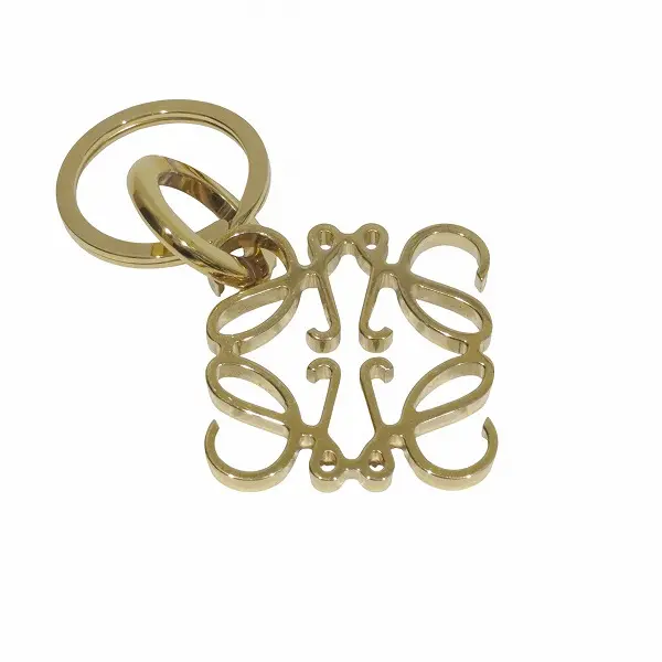 Pre-owned Loewe Gold-plated Small Leather Goods Anagram Keyring