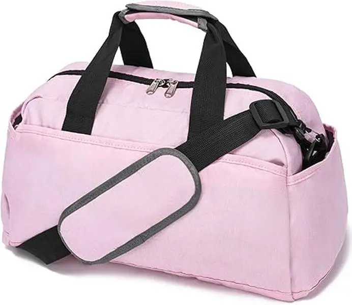 Small Gym Bag 14 inch lightweight Carry On Mini Duffel Bag for Travel Sport (Pink)