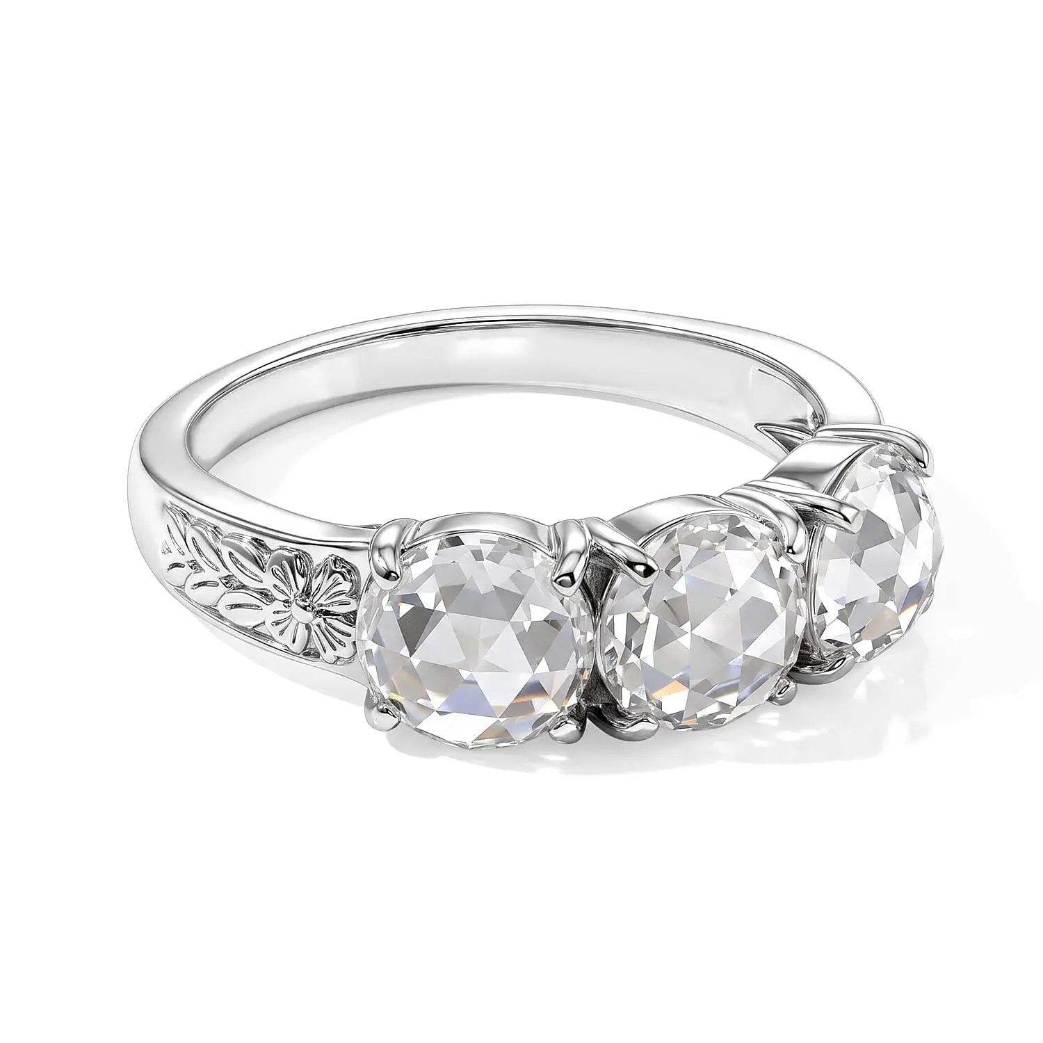 EverTrue Simulated Diamond 3 Stone Ring in Stainless Steel (Size 10.0)
