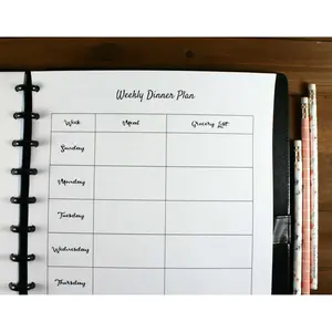 Weekly Dinner Planner for Discbound Planners, Fits with Circa Letter, Arc by Staples, TUL, Letter Size (8.5'' x 11''), (Planner sold separately)