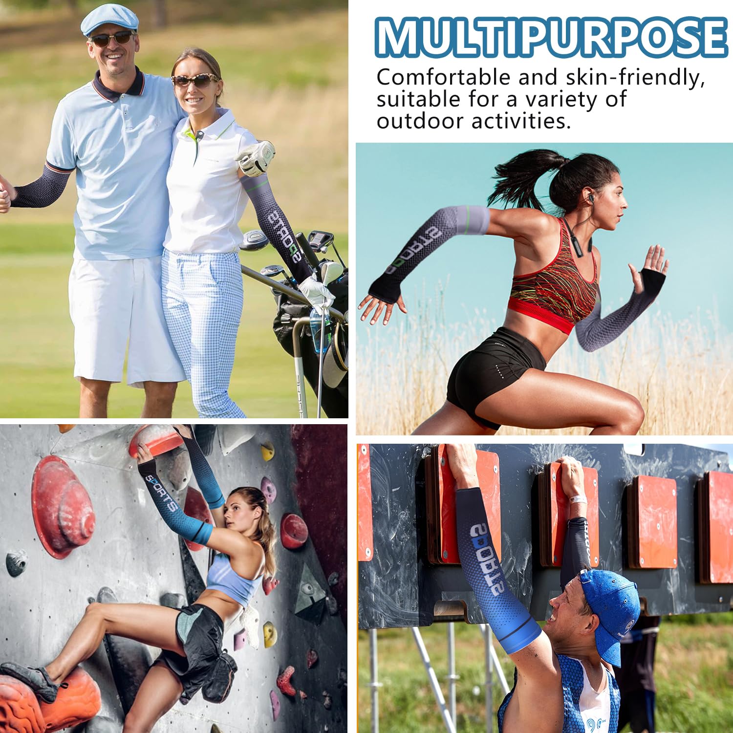 5 Pairs Sun Protection UV Arm Sleeves Cooling Anti Slip Compression Sleeves Sports Polyester Cycling Covers for Active Use