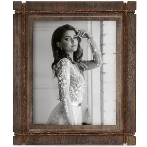 Picture Frame Wood Rustic, Decorative, Distressed & Vintage Looking Photo Frames Wall Decor for Wall Mount & Table Top Display for Home Decor – Wedding Picture Frames - Style A