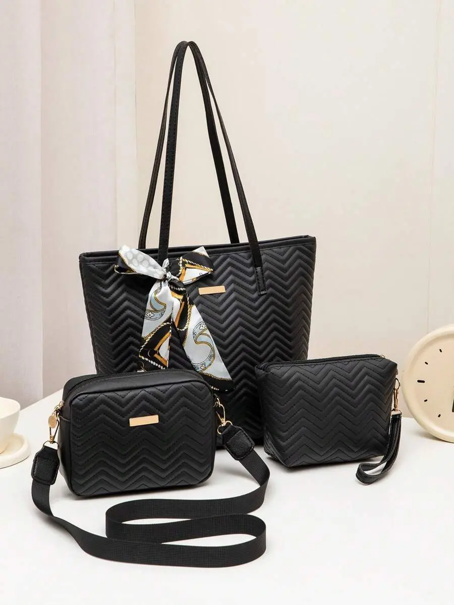 3pcs/Set Includes Cross-Body Bag, Silk Scarf, And Coin Purse, Mother-Daughter Matching Handbag Set, Best Mother's Day Gift Choice, Suitable For School, Travel, Classic Casual, Business Casual, Teenagers, College Students, Office Workers
