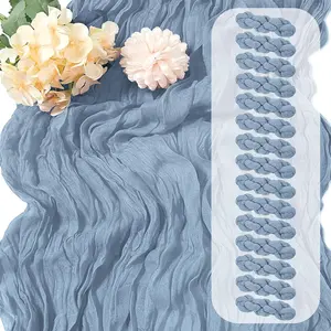 15 Pack Dusty Blue Cheesecloth Table Runner 17 x 108 inch 9ft Rustic Romantic Sheer Gauze Runner for Wedding Party Baby Shower Table Decoration