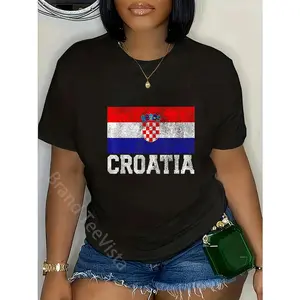 100% Cotton Croatian Croatia Flag National Pride Family Roots Country T-Shirt
