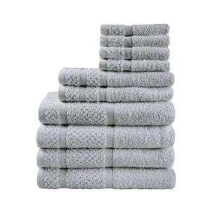 Grey 10 Piece Towel Set with Upgraded Softness & Durability - Includes 10 Soft Towels and 10 Towel Rolls