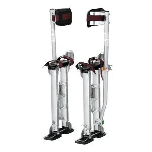 summervibes Adjustable Aluminum Drywall Stilts, 18-30" Portable Hardware Equipment, Durable Non-slip Work Stilts with Protective Knee Pads for Sheetrock Painting Taping, Silver