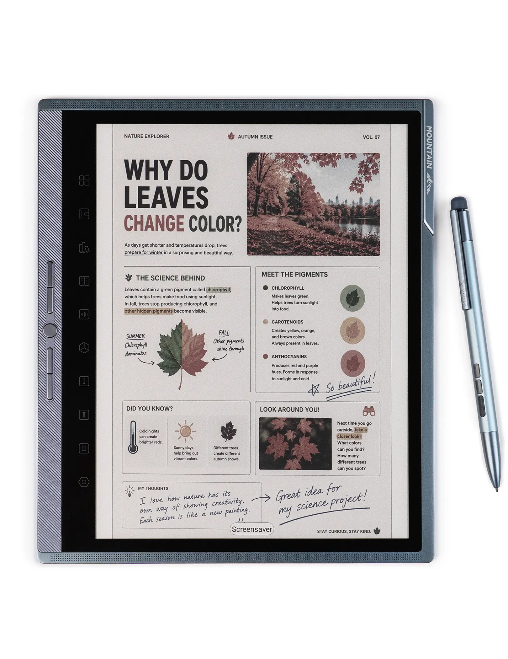 Penstar eNote Pro 10.3" Color E Ink ePaper Tablet – 8192 Pressure,  smart translator Voice-to-Text & Handwriting Recognition | Color Your Notes, Boost Productivity | 128GB, Touchscreen, B6 Stylus & Folio Cover Cable Charging Adjustable