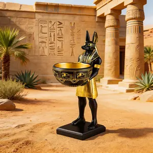 Collectibles Sculpture Creative Popular Egyptian Style Permanent Art Crafts Light Luxury Retro Dog God Ornament Home Decoration Suitable for Multiple Scenarios Courtyard Garden Living Room Dining Room Bedroom Wine Cabinet Decoration