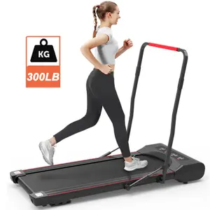 Under Desk Walking Pad Treadmill Foldable with Handlebar Remote Controll, 300 LB Capacity