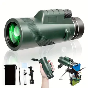 10X50 High Powered Monocular Telescope - 4K HD Long Range Zoom, Manual Focus, Green Rubber Grip