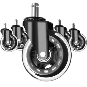 Office Chair Wheels Replacement Rubber Caster Set of 5 for Hardwood Floors & Carpet 3" Rollerblade Heavy Duty Casters Smooth Rolling Protect Flooring