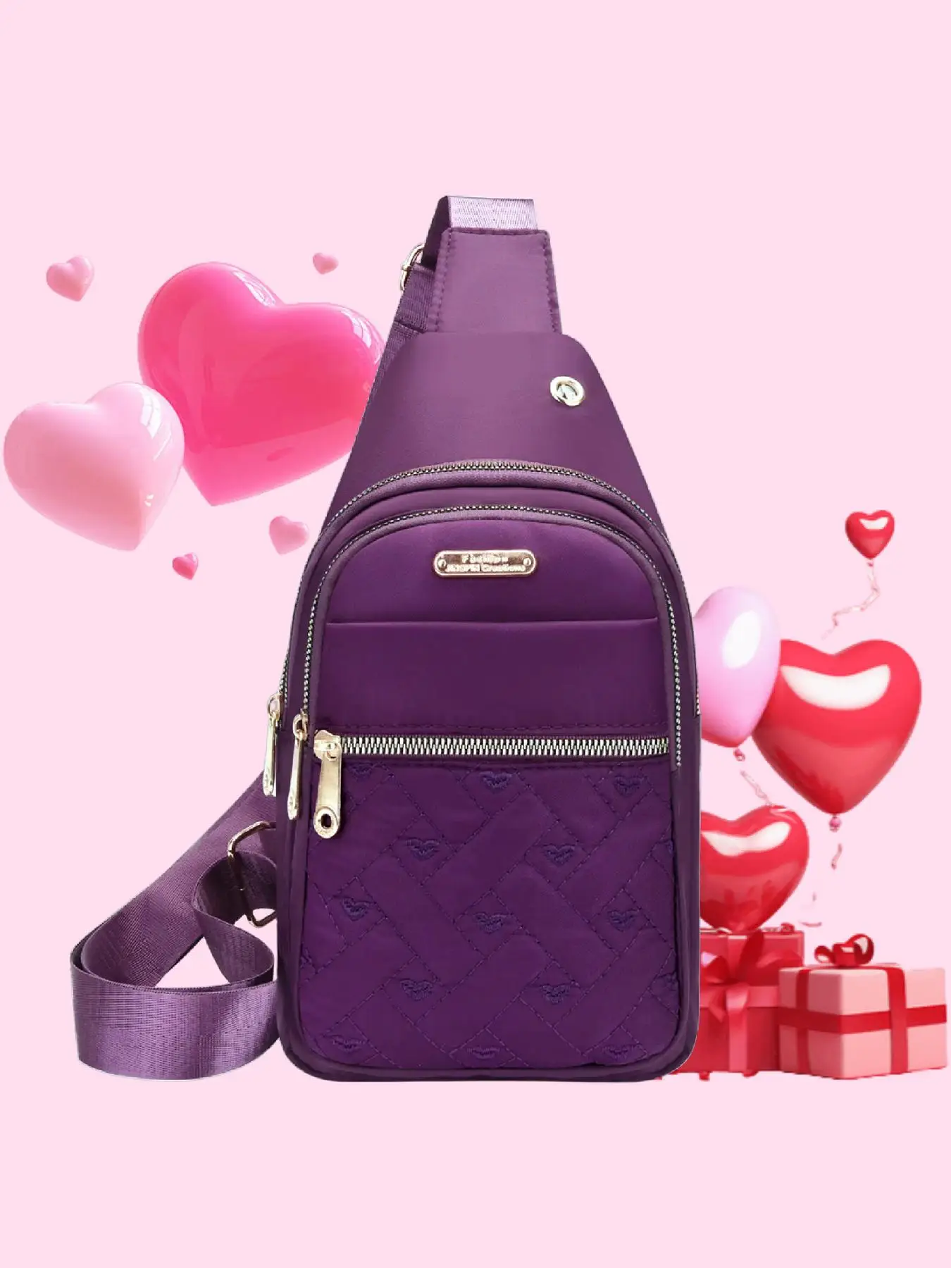 Quilted Texture Zipper Fanny Pack, Casual Solid Color Chest Belt Bum Bag for Women, Trendy Versatile Daily Commuting Bag, Girl Fashionable Crossbody B