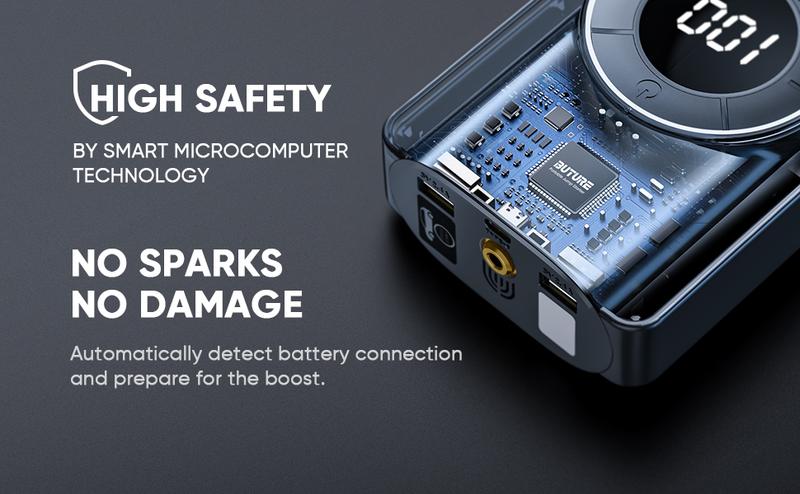 BUTURE【5 in 1】Portable Car Jump Starter With Air Compressor 4000A Peak (8.5L Gas, 8L Diesel) With 150 PSI Tire Inflator with LCD Display,Smart preset & auto shut-off,Quick Charge powerbank with 3-Mode Flashligh Vehicle Battery,Christmas,gift