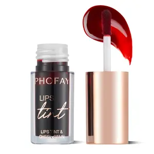 PHOFAY Lip Tint & Cheek Stain - Long-Wearing Non-Drying Glossy Makeup - 4 ML - Blendable Lipgloss for Custom Color