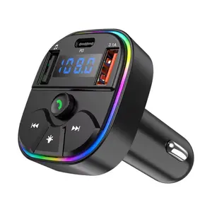 ￼ Car MP3 Player Bluetooth 5.3 FM Transmitter with 2 USB-C Fast Charger Supports USB Disk Lossless Audio Sync Car Essentials,car essentials,car stuff,Car companion, the best birthday gift.