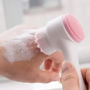 1pc Double sided facial brush with soft bristles and silicone facial cleanser, manual cleansing brush