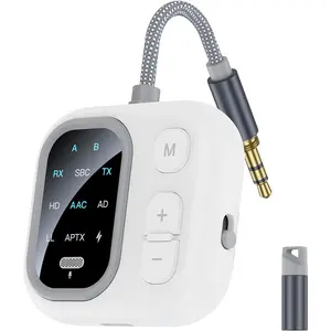 Airplane bluetooth adapter for 2 headphones bluetooth transmitter receiver with aptx low latency dual link 35mm aux wireless audio adapter for tv car home stereo gym