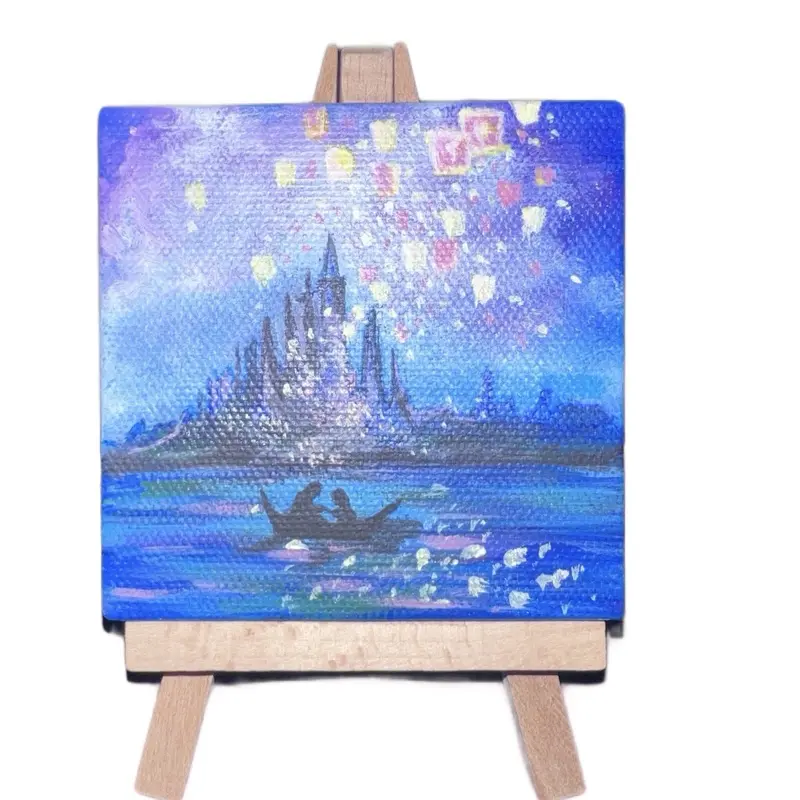 The Light Within Original Painting Mini Masterpiece 3x3in Unframed Acrylic on Canvas with Wood Easel Seascapes Artwork