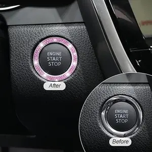 AUKEPO Car Bling Crystal Rhinestone Engine Start Ring Decals, Sparkling Car Interior Accessories for Women