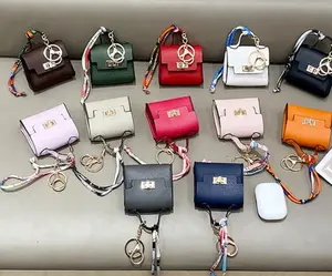 New leather mini purse charm - Lipstick Bags Earphone Car Key Bag Mini Coin Holder Leather Keychain