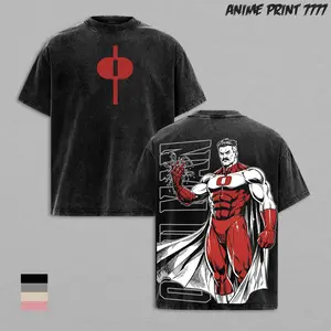 Omni Man Invincible Graphic Tee Vintage Washed Oversized Heavyweight T Shirt | Dark Superhero Villain Comic Streetwear Shirt | Blood Power Back Print Graphic Tee | Heavy Cotton Unisex | Gym Pump Cover Gamer Outfit | Gift For Invincible Fans