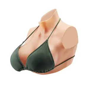 VEVOR Silicone Bodysuit, D-Cup Silicone Breastplate for Crossdressers, Realistic Silk Cotton-Filled Fake Boobs Breast Forms for Transgender Cosplay Drag Queen, Nude