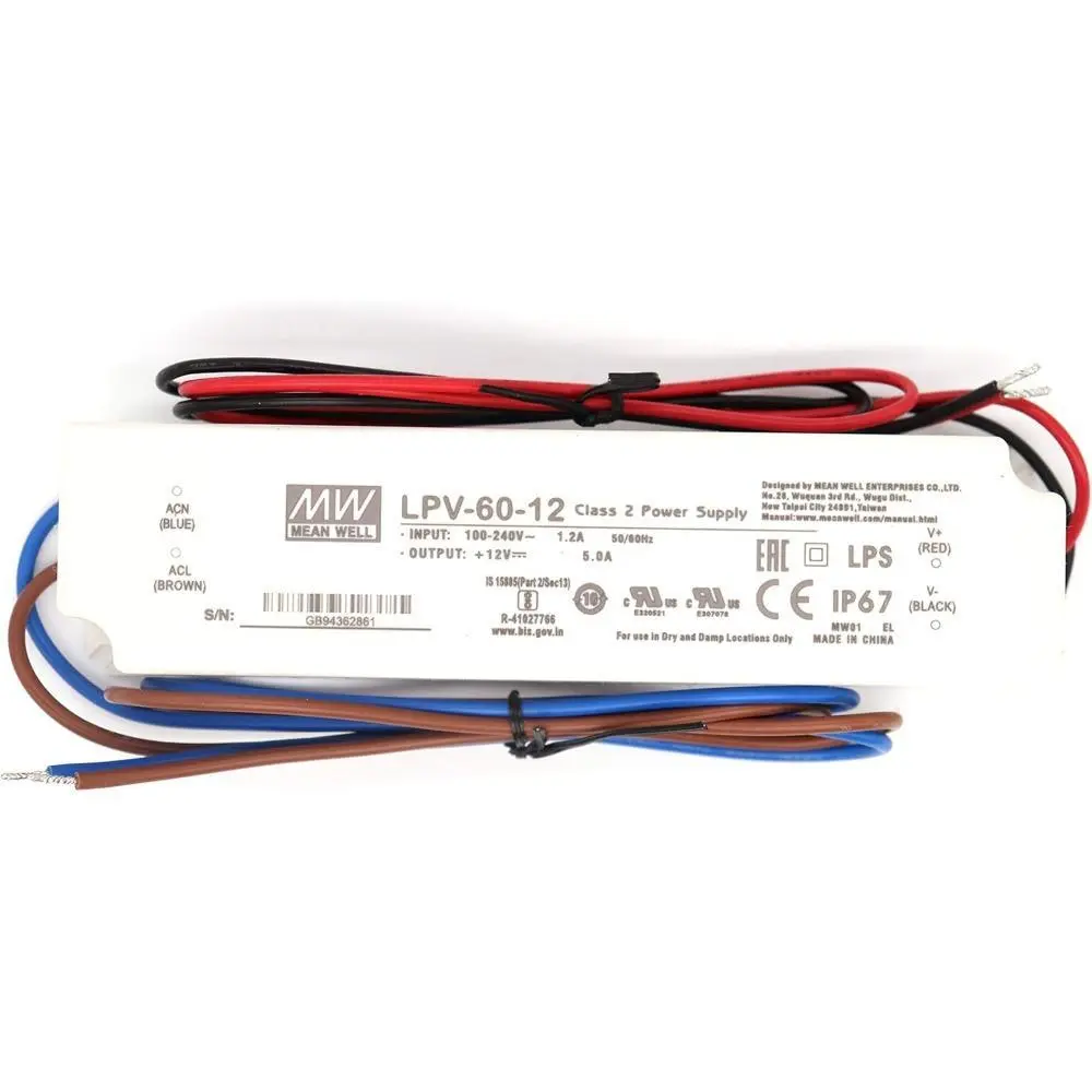 LPV-60-12 60W 12V 5A IP67 Power Supply Driver For LED