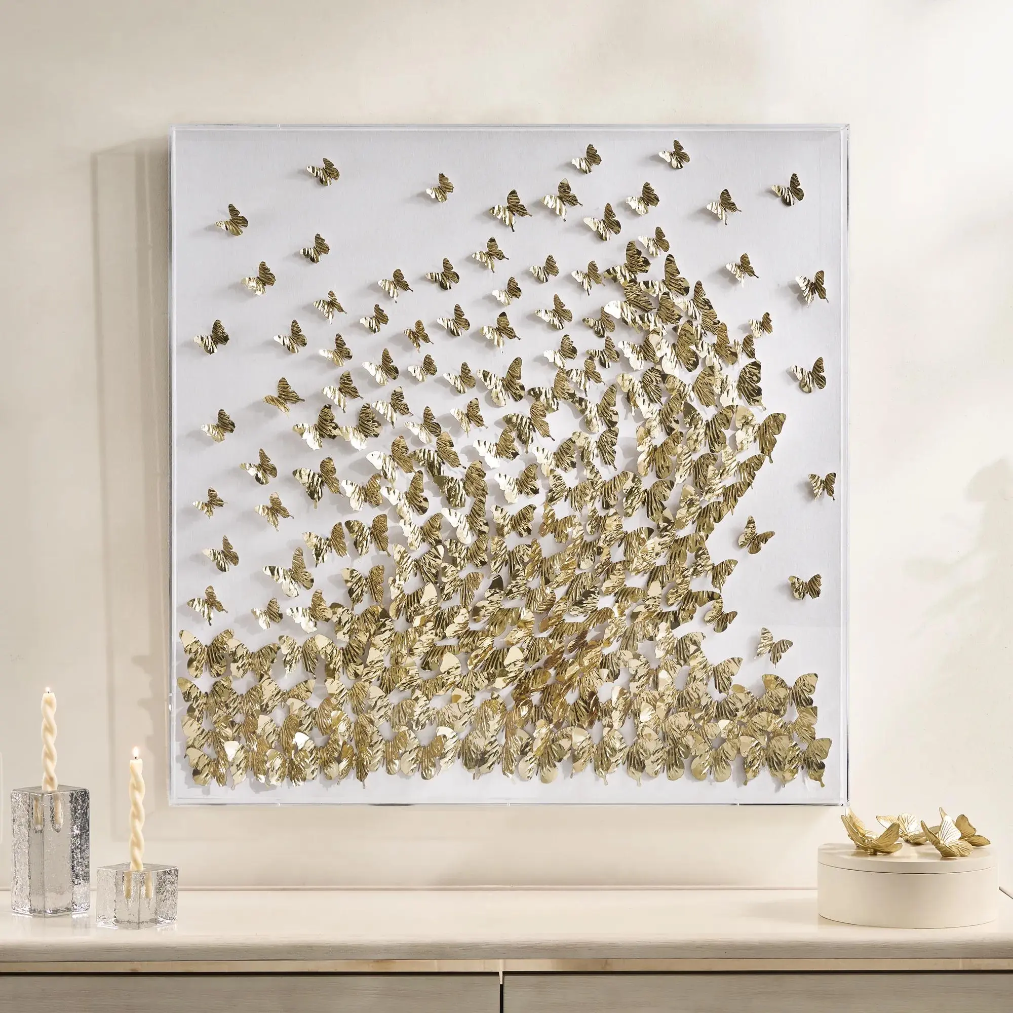 Z Gallerie Butterfly Mist Luminous Metallic Artwork in Acrylic, Decor Box for Home Decor Accents wall art