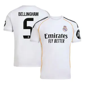 Unisex Real Madrid Team Bellingham #5 2025/26 LaLiga Home Stadium Replica Soccer Jersey - White
