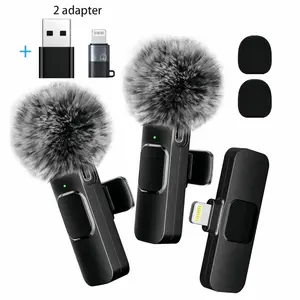 Wireless Microphone for iPhone/Smartphone, 2 Mini Lapel Microphones with Clearer Audio for Video Recording, Interview, Vlog，Noise Reduction Device Noise Cancellation Stereo christmas gift ideas cheap christmas gifts mini poor haul women